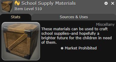 ffxiv school supply materials.